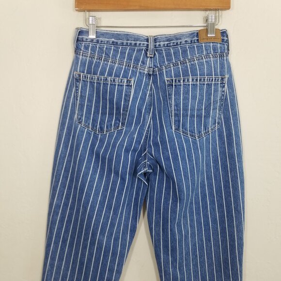 American Eagle Mom Jean Striped Blue Jeans Size 4 - Picture 5 of 7